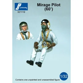 Mirage IIIC Pilot (60 ') assis dans une / c Jeu de 1 figurine portant le costume blanc typique des années 60 et le casque d'alti