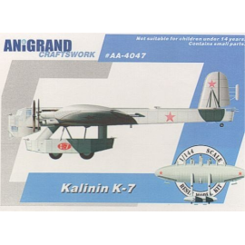 Maquette avion Kalinin k-7. Inclut maquettes en prime de Kalinin K-12 Moskalyov Sam-7 et Cheranovsky BiCh-17. En 1925 Kalinin a 