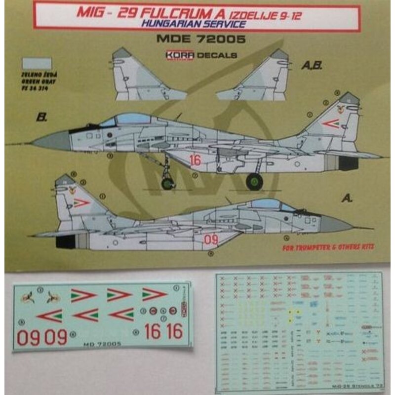 Décal Mikoyan MiG-29 Fulcrum 9-12 Hongrois