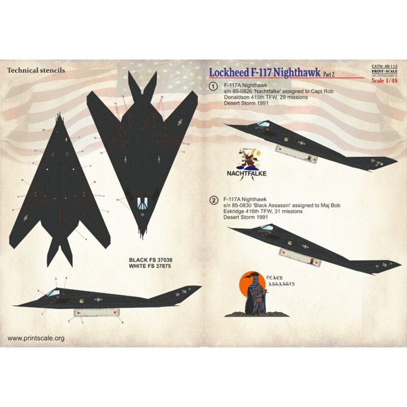 Décal Lockheed F-117 Nighthawk Partie 2