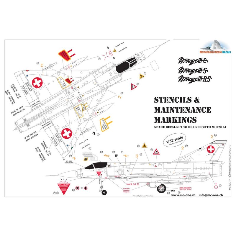 Décal Dassault Mirage IIIC, IIIS, IIIRS Stencils uniquement avec des masques de peinture
