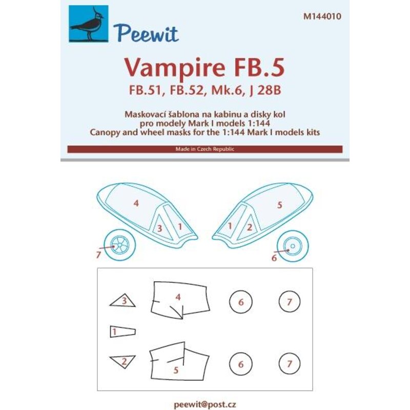 de Havilland Vampire FB.5 / FB.52 / J 28B (conçu pour être utilisé avec les kits de modèles MARK I) [FB.5 / FB.51 / FB.52A / Mk.