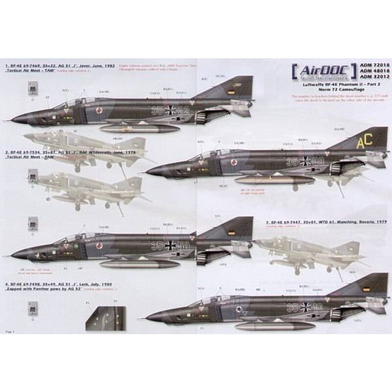 Décal McDonnell RF-4E Phantoms Luftwaffe Partie 2 Norm 72 Camouflage