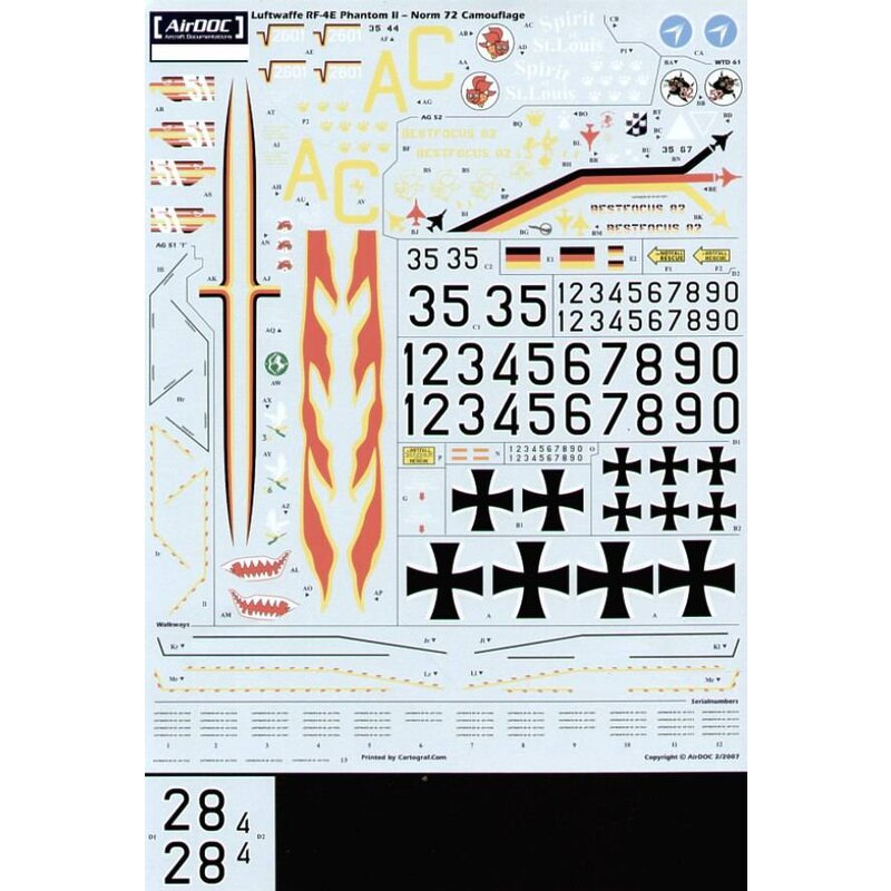 Décal McDonnell RF-4E Phantoms Luftwaffe Partie 2 Norm 72 Camouflage