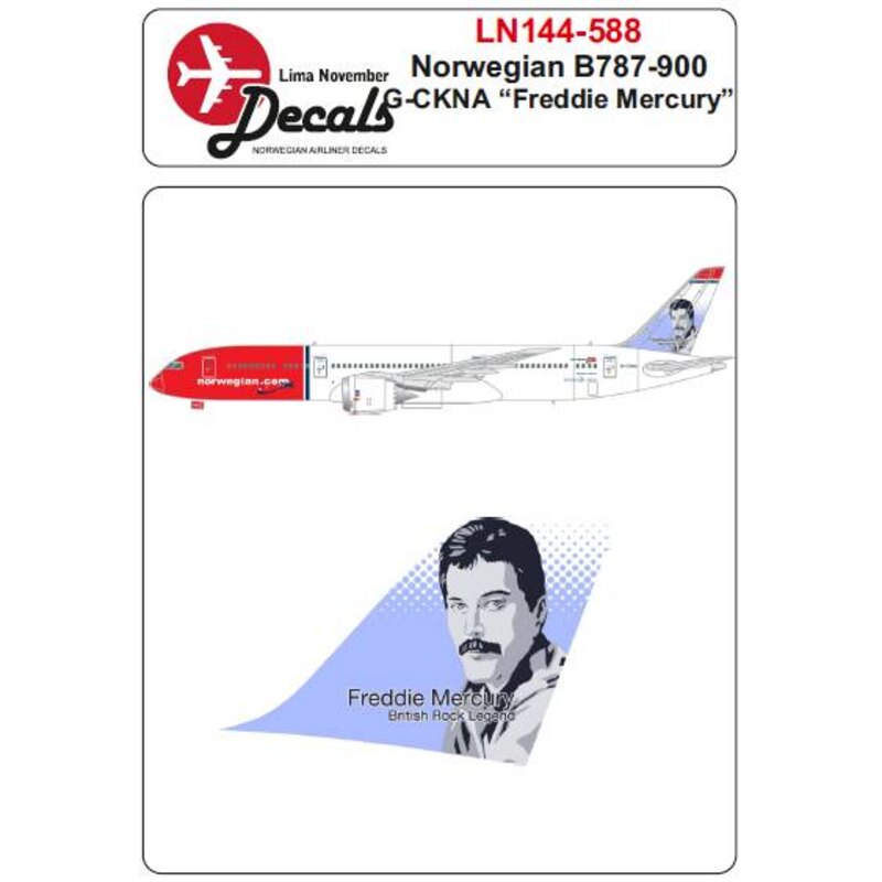 Décal Boeing 787-900 norvégien G-CKNA Freddie Mercury