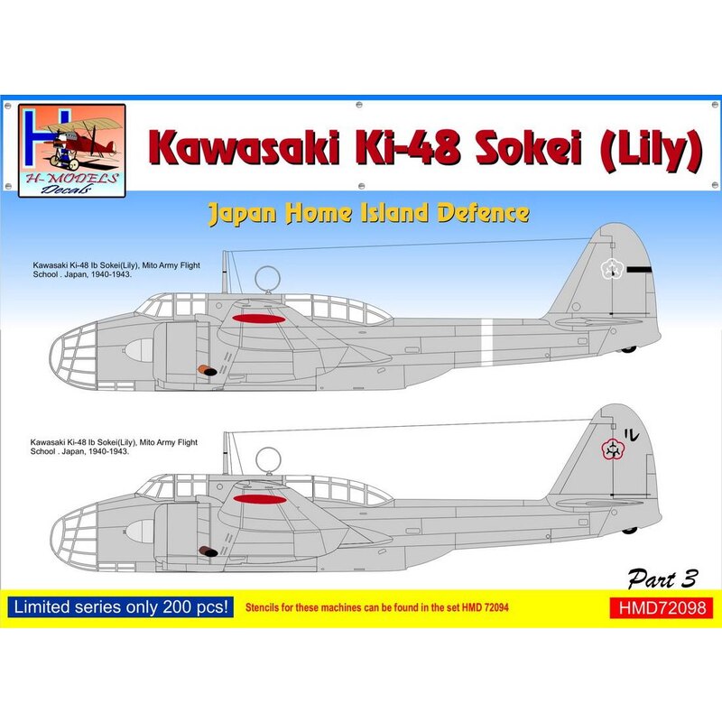 Décal Kawasaki Ki-48-II Japon Accueil Island Defense, Pt.3