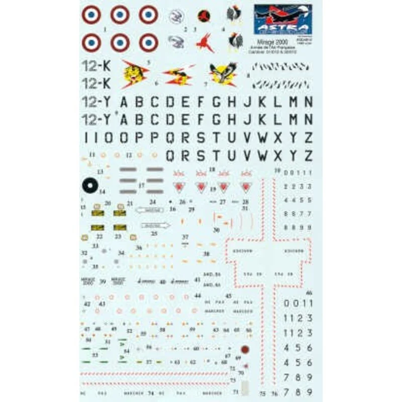 Décal Dassault Mirage 2000 Esc.01/012 Cambrai. Decals for any squadron aircraft and 16 page booklet