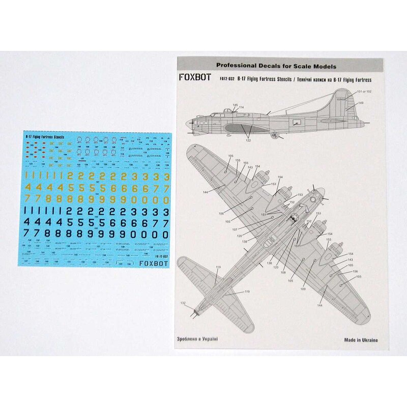 Décal Boeing B-17 Flying Fortress Stencils [B-17E B-17F B-17G]