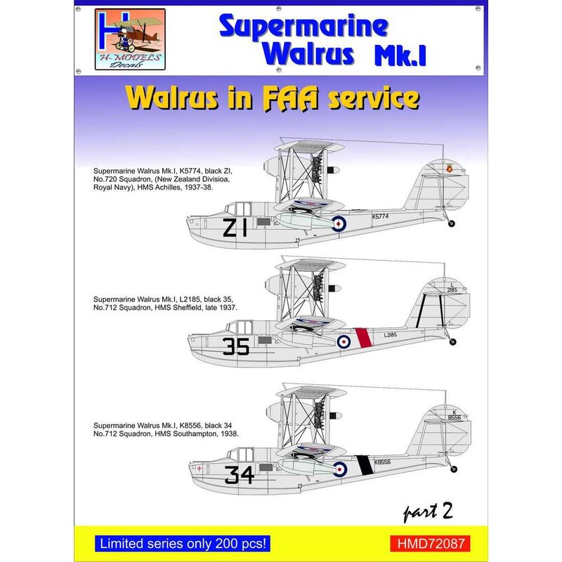 Décal Supermarine Walrus Mk.I dans FAA Service, Pt.2