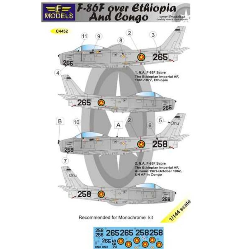 Décal F-86F Sabre nord-américain sur l'Éthiopie / Congo