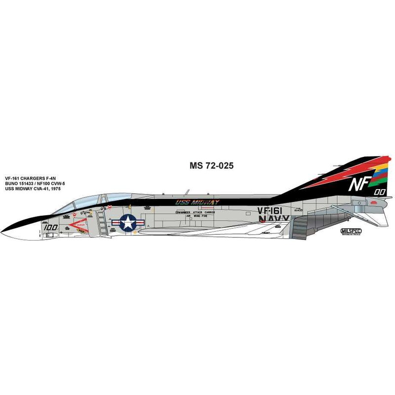 Décal McDonnell F-4N Phantom VF-161 CHARGEURS.Comprend des pochoirs