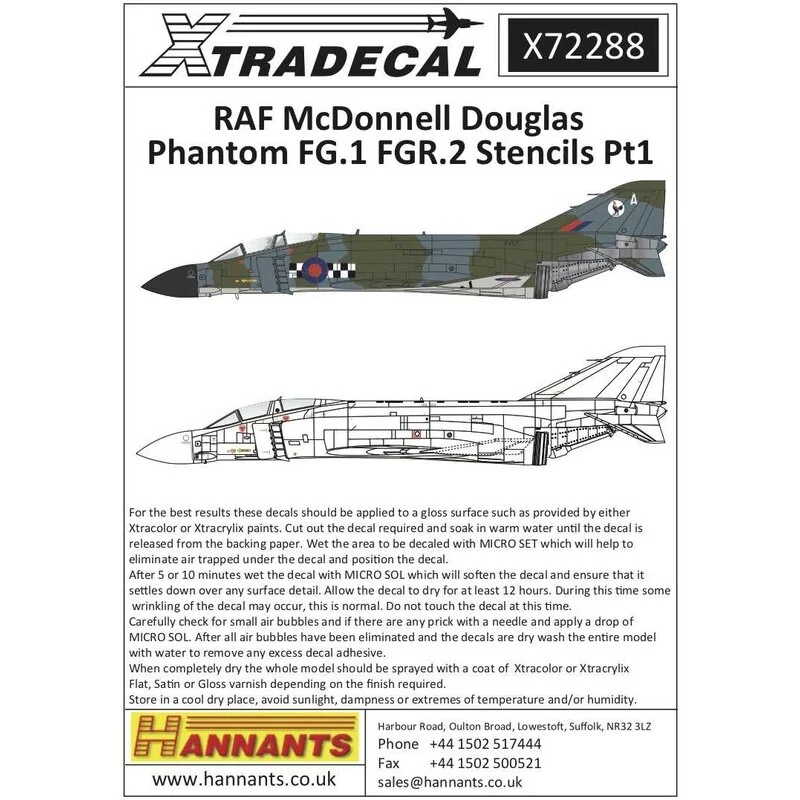 Décal McDonnell-Douglas FG.1 / FGR.2 Phantom Royal Air Force stencil data partie 1