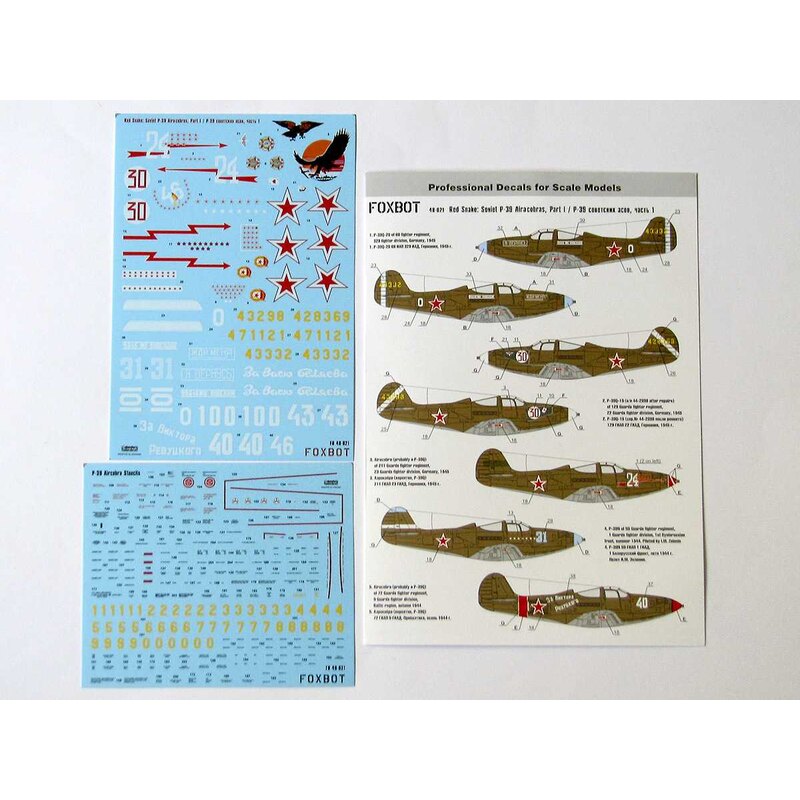 Décal Serpent rouge: Clochettes soviétiques P-39N / P-39Q Airacobras et pochoirs, partie 1 pour des miniatures précises, Eduard,