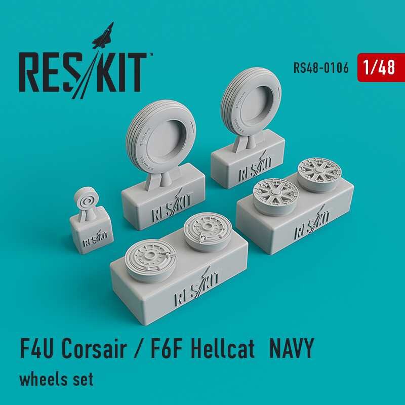 Vought F4U Corsair/Grumman F6F Hellcat Naval based wheels set (designed to be used with Hobby Boss, Revell and Tamiya kits)[F6F-