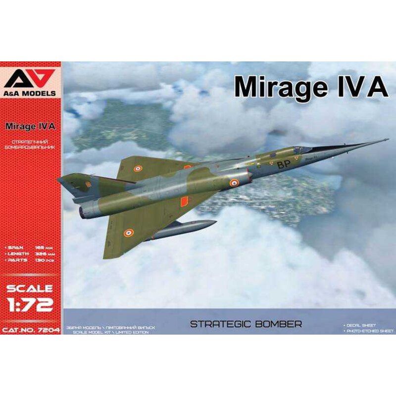 Dassault Mirage IVA Strategic bomber(+ PE sheet, adhesive masks, decals for 3 marking variants)