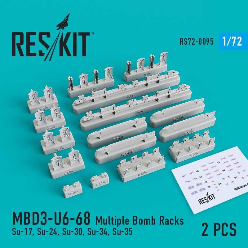 MBD3-U6-68 Multiple Bomb Racks (Sukhoi Su-17, Su-24, Su-30, Su-34, Su-35) (2 pcs) (designed to be used with Bilek, Italeri, Mode