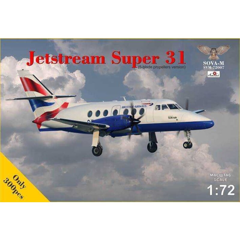 BAe Jetstream Super 31 with 5 blade propellers ONLY 300 BEING MADE! includes:&bullet; 100 pcs plastic parts&bullet; Decals for o