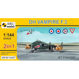 de Havilland Vampire F.3 'Jet Fighter' (2in1 2 kits in 1 box)(RAF, RCAF, RNoAF, MexAF)The de Havilland Vampire was a British jet