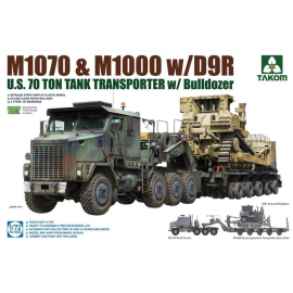 M1070 & M1000 avec D9RUS Transport de chars et bulldozer de 70 tonnes comprenant le tracteur M1070 8x8, la semi-remorque de tran