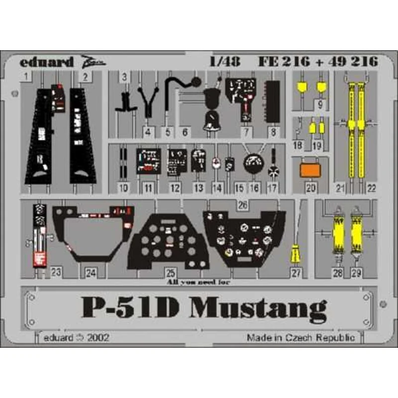 North American P-51D Mustang - pièces pré-peintes en couleur (pour maquettes Tamiya) Ce coffret Zoom est une version simplifiée 