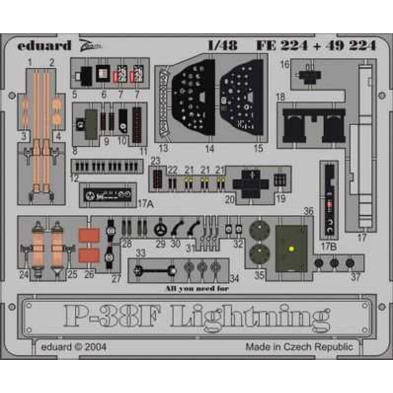 Lockheed P-38 F Lightning - pièces pré-peintes en couleur (pour maquettes Hasegawa) Ce coffret Zoom est une version simplifiée d