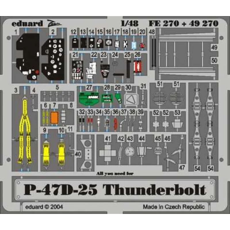 Republic P-47D-25 Thunderbolt - pièces pré-peintes en couleur (pour maquettes Hasegawa) Ce coffret Zoom est une version simplifi