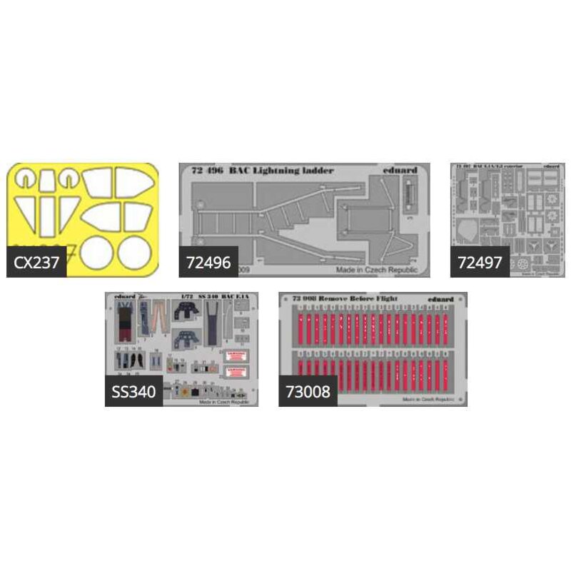 BAC/EE Lightning F.1A TRU ED72496 BAC/EE Lightning ladder ED72497 BAC/EE Lightning F.1A/F.2 exterior ED73008 Remove Before Fligh