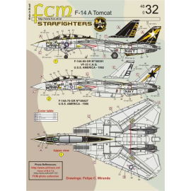  Décal Re-imprimé! Grumman F-14A Tomcat (2) 160381 AB / 200 CAG Nageoire noire, marques colorées 1992; 159429 AB / 203 faible vi