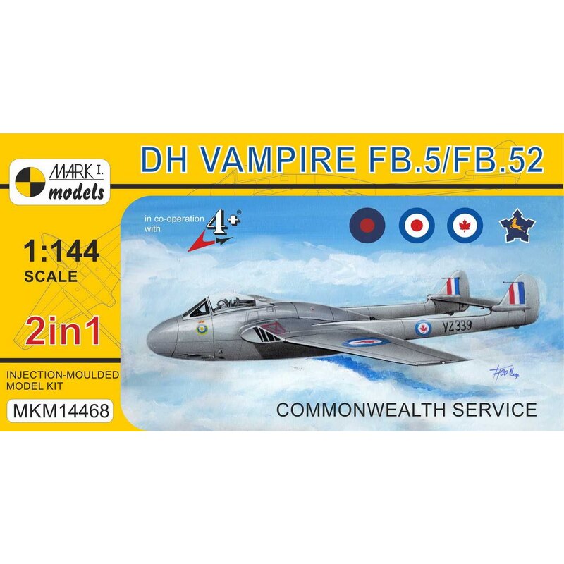 De Havilland Vampire FB.5 / FB.52 Service du Commonwealth (2in1 2 kits en 1 boîte) (RAF, RAuxAF, RCAF, SAAF) Le Vampire de Hav