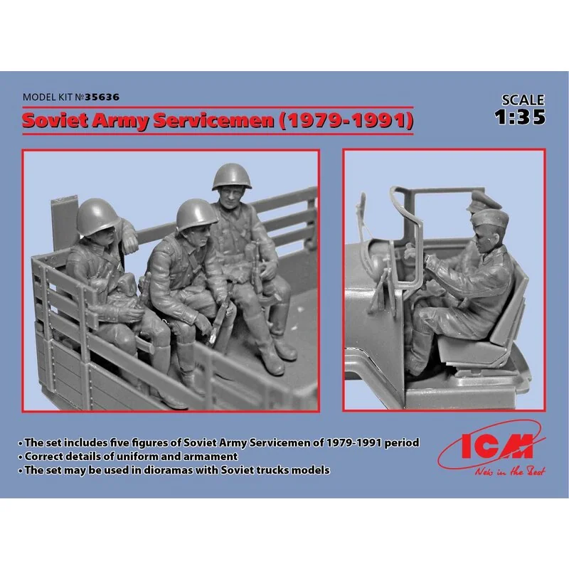 Armée soviétique Servicemen 1979-1991 (5 x Truck Crew figures) conducteur, passager avant et trois autres chiffres de passagers