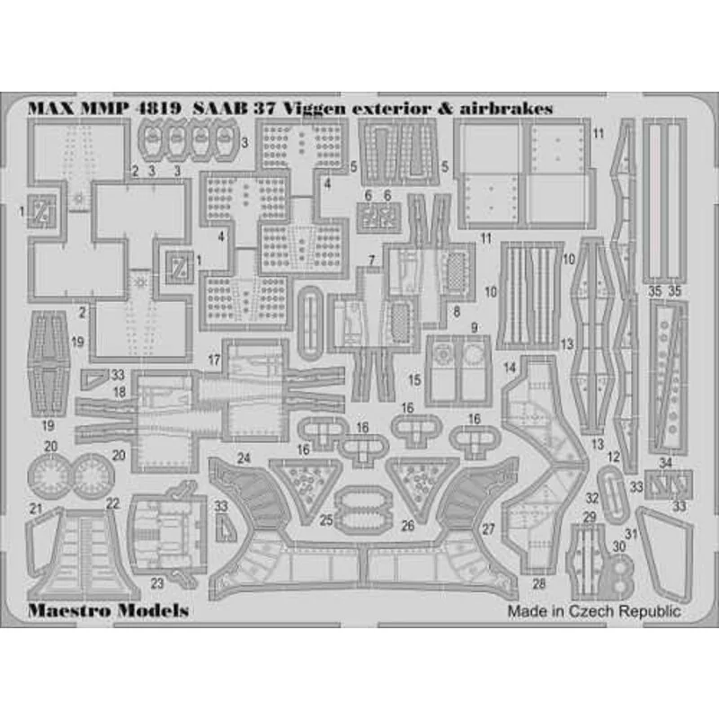 Saab JA-37 Viggen extérieur et aérofreins SET (conçus pour être utilisés avec des kits Tarangus)