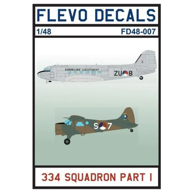 Décal 334 (Dutch) Squadron Pt 1. C-47B Dakota choice of ZU-3 ZU-8 ZU-11 ZU-16 X-2 X-4 X-7 X-8 X-10 de Havilland Canada DHC-2 Bea