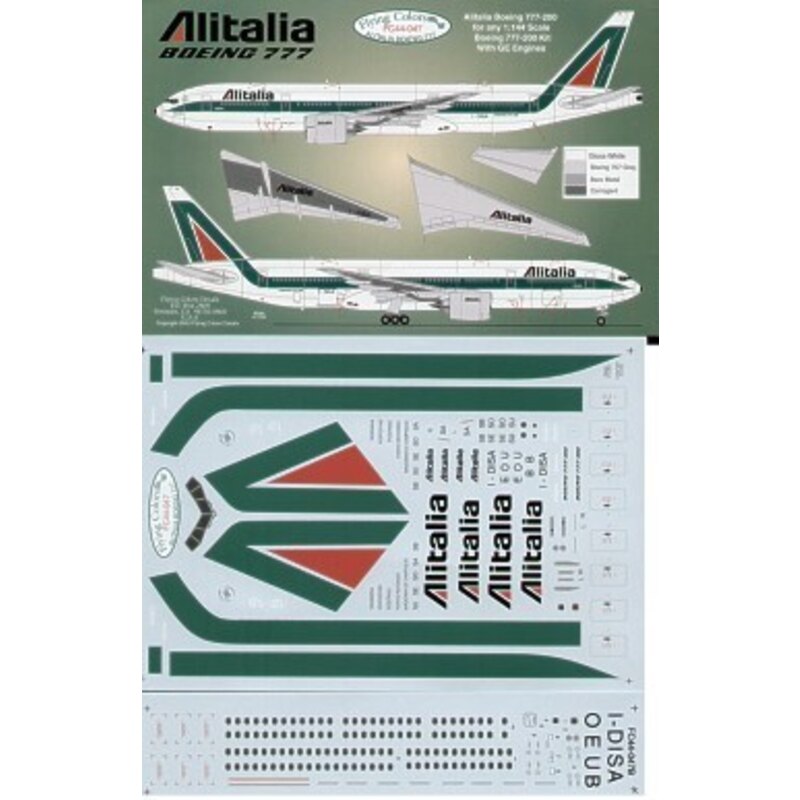 Décal Boeing 777 ALITALIA I-DISA/B/E/O/U GE engines