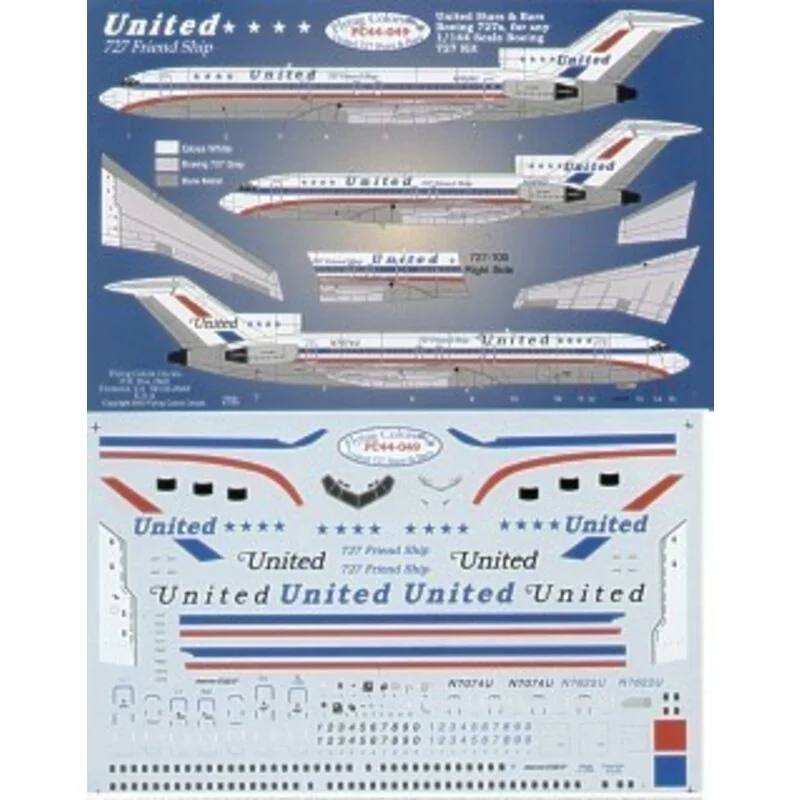 Décal Boeing 727-200 UNITED Classic Stars and Bars scheme - 727 Friend Ship