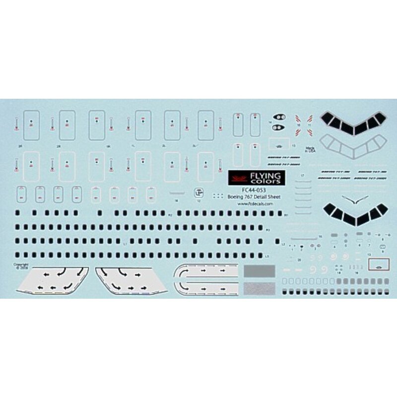 Décal Boeing 767 Detail Sheet.. Includes Doors windows etc.