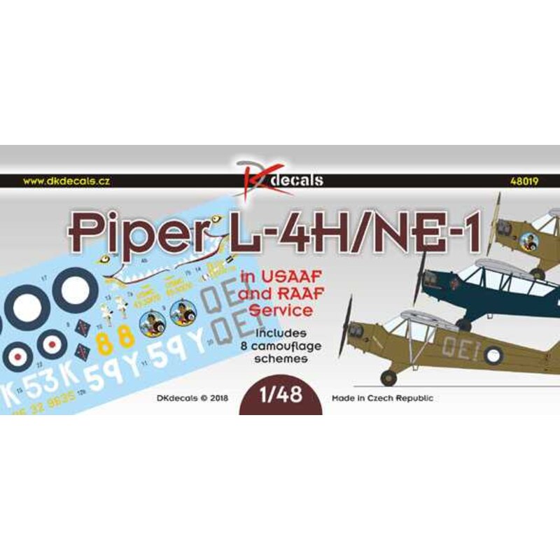 Décal Piper L-4H / NE-1 dans l'USAAF et le service RAAF1. Piper L-4H, 320ème BS, 90ème BG, 5ème AF, 19432. Piper NE-1, 1er group