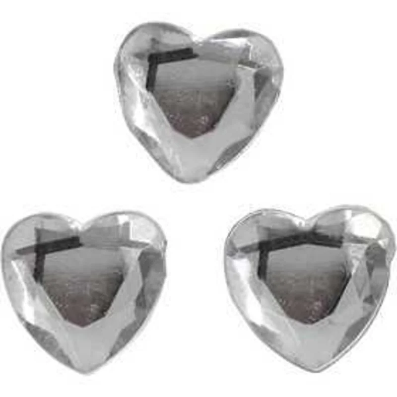 Pierres de strass, argent, dim. 10 mm, Coeur, 150pièces