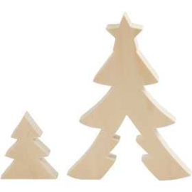 Poupées Figurine 2 en 1, sapins de Noël, h: 8+20 cm, l: 6,5+14,5 cm, triplex, 1set, prof. 2 cm