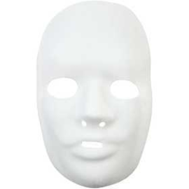 Masque visage halloween à colorier , h: 24 cm, l: 15,5 cm, blanc, 12pièces