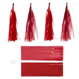Papiers divers Pompons de papier, rouge vin/rouge, dim. 12x35 cm, 14 gr, 12pièces