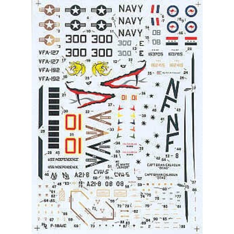 Décal McDonnell Douglas F/A-18A Hornet McDonnell Douglas F/A-18C Hornet (3) USN 162415/Red 01 VFA-127 Sand Aggressor scheme NAS 