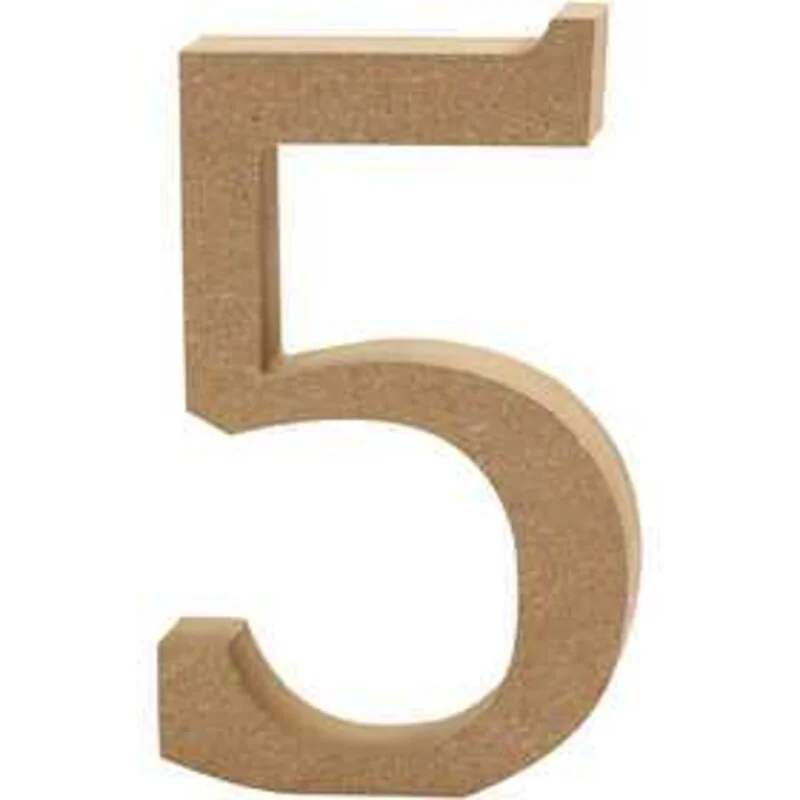 Chiffre, 5, h: 13 cm, ép. 2 cm, MDF, 1pièce