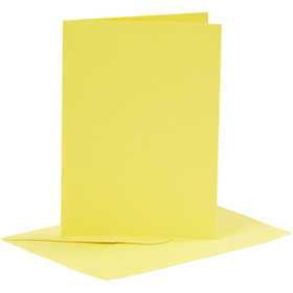 Cartes et enveloppes, dimension carte 10,5x15 cm, dimension enveloppes 11,5x16,5 cm, jaune, 6sets