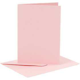 Cartes et enveloppes, dimension carte 10,5x15 cm, dimension enveloppes 11,5x16,5 cm, rose, 6sets