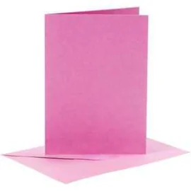 Cartes et enveloppes, dimension carte 10,5x15 cm, dimension enveloppes 11,5x16,5 cm, rose, 6sets