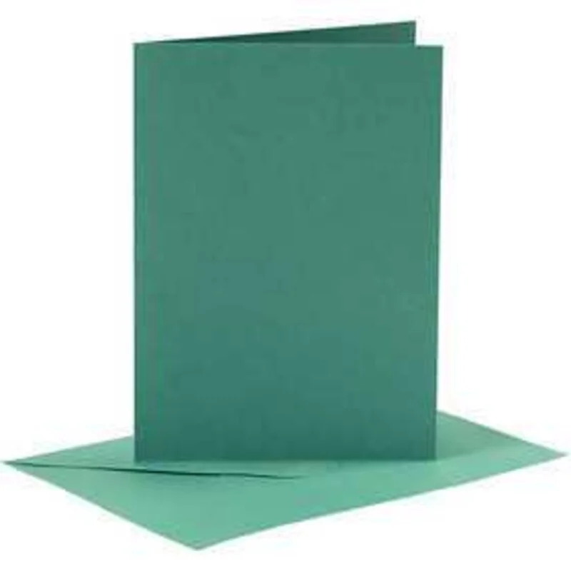 Cartes et enveloppes, dimension carte 10,5x15 cm, dimension enveloppes 11,5x16,5 cm, vert foncé, 6sets