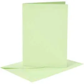 Cartes et enveloppes, dimension carte 10,5x15 cm, dimension enveloppes 11,5x16,5 cm, vert clair, 6sets