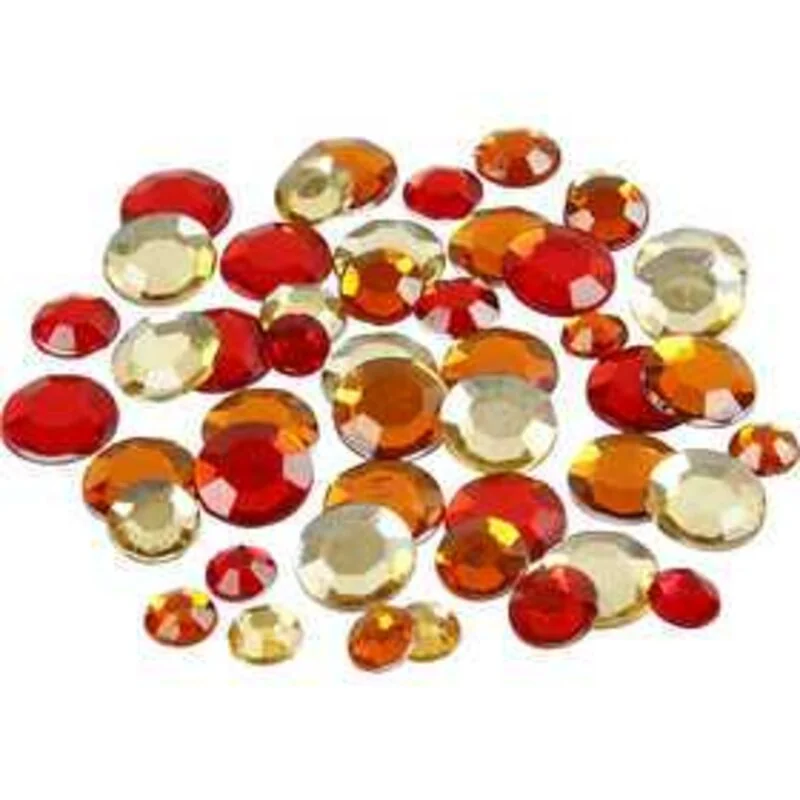 Pierre de strass, dim. 6+9+12 mm, harmonie de rouges, rond, 360assortis