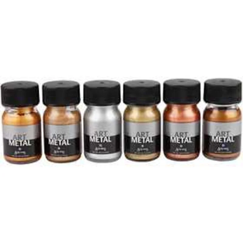 Peinture Art Metal - Assortiment, couleurs métallique, 6x30ml