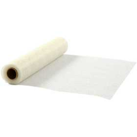 Chemin de table en tissu fileté, blanc cassé, l: 30 cm, Filet, 10m